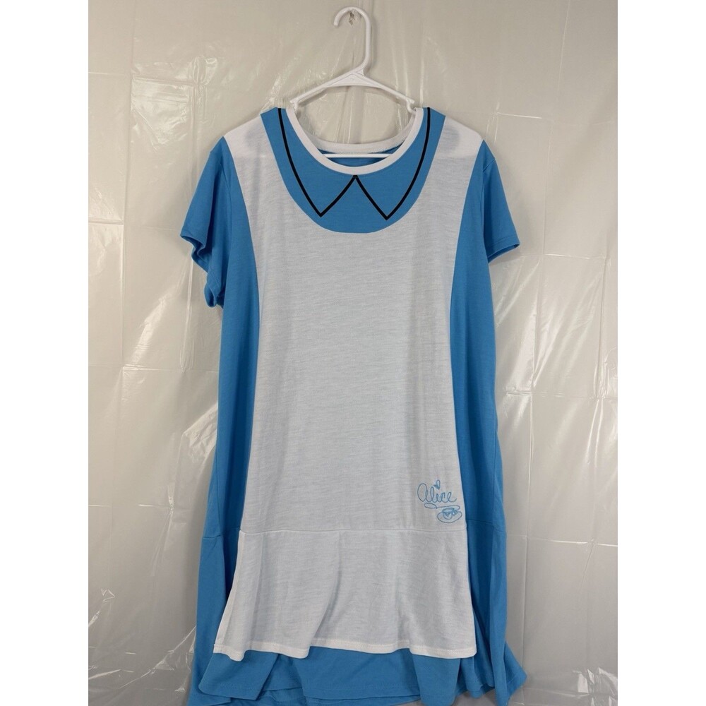Disney Parks Alice in Wonderland Dress Womens XXL Blue White Costume Tunic